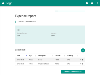 Expense report screenshot
