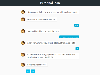 Personal loan chatbot screenshot